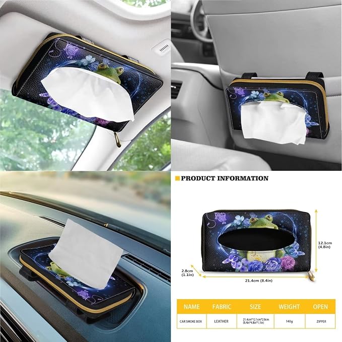 Poceacles 13 Pieces Frog Flower Car Accessories Full Set Includes Car Seat Cover Steering Wheel Shoulder Seat Belt Pads Cup Holder Chapstick Holder Keychain Decor