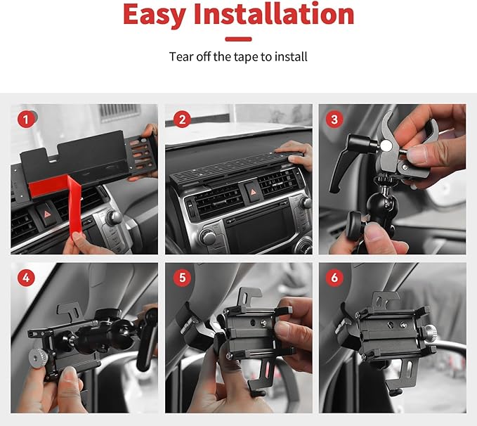 Metal Phone Mount Fit for 2010-2023 Toyota 4Runner,Dash Cell Phone Holder Adjustable Phone Stand Fit for All Smartphone(Black)