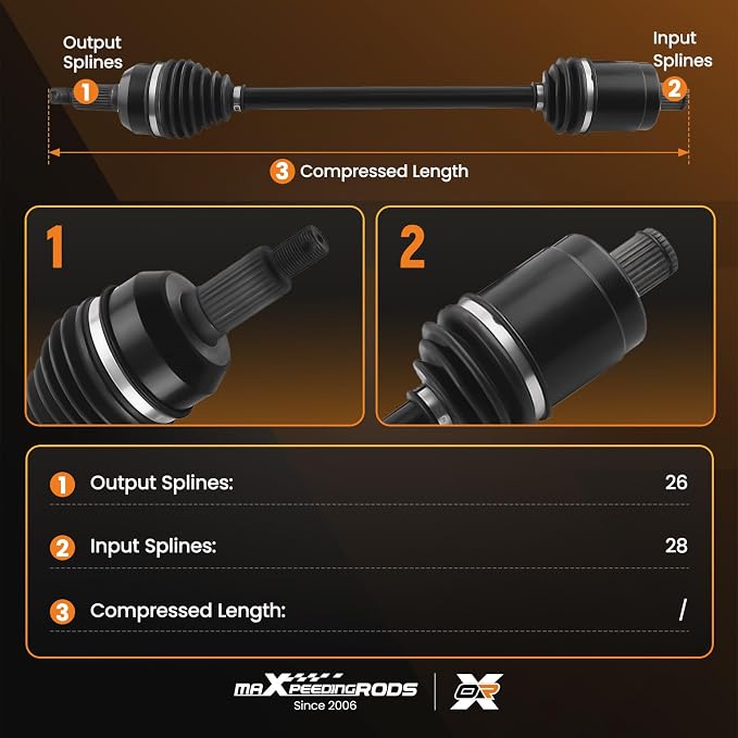 maXpeedingrods Rear CV Axle Drive Shaft for Polaris RZR 4 900 (EPS), ATV for 1000 General 2016-2019, Replace# 1333081 | 1333947 | 1333263 | PO-381