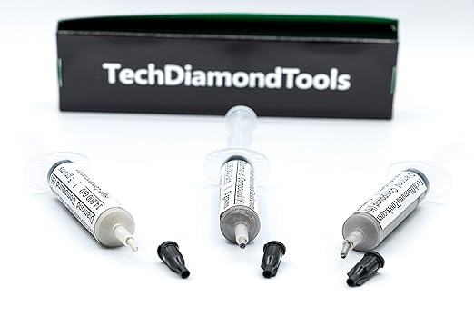 TechDiamondTools Kit of 3 Diamond Polishing Compound Polishing Paste USA Made 14000 100000 200000 Grit for Marble Glass Metal Rock Jewelry Resin Silver Gemstone with High Concentration Diamond Powder
