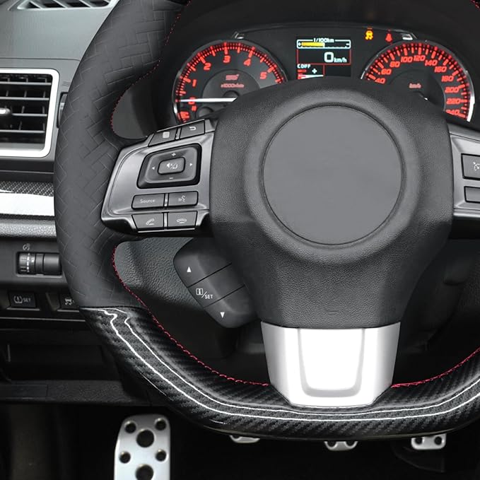 MEWANT Hand Stitch Steering Wheel Cover Wrap for Subaru WRX 2015-2021 / WRX STI 2015-2021 Steering Wheel Accessories for Subaru WRX