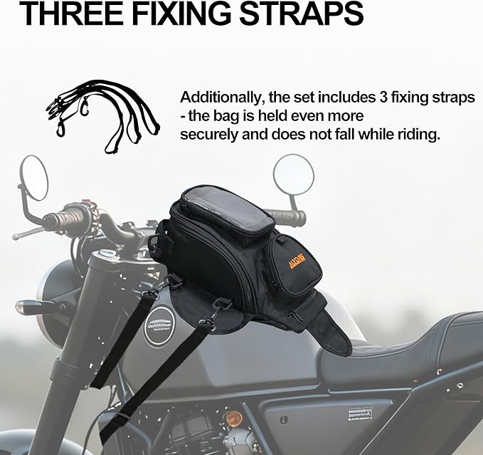 Magnetic Motorcycle Tank Bag,Heavy Duty Black Gas Tank Pouch,Oxford Saddle Motorbike Bag