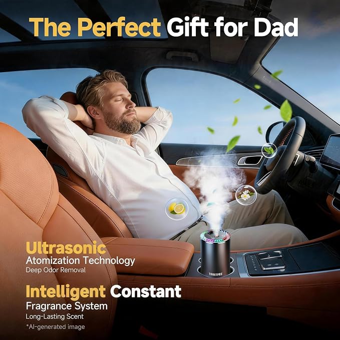 Smart Car Air Freshener with Star Light & 150ml Diffusers Oil Refills, Auto On/Off Aroma Diffuser, 3 Adjustable Modes Rechargeable Aromatizante para Carro - Car Diffuser（Cologne*3）