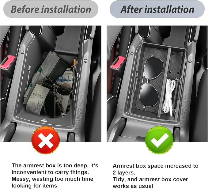 SKTU Upgrade for 2025 2026 VW Tiguan Center Console Organizer for 2025 2026 VW Tiguan (S/SE/SE R-Line Black/SEL R-Line) Console Tray VW Tiguan 2025 2026 Accessories ABS Anti-Slip Insert Console Tray