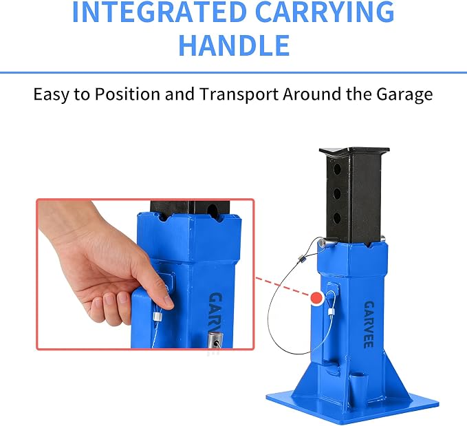 Garvee Heavy-Duty 22 Ton Jack Stands, 2 Pack Pin Type Supports with Quick-Lock for Trucks, RVs & Trailers, 13-19.68 Inch Adjustable Height, Professional Automotive Garage Equipment, Blue