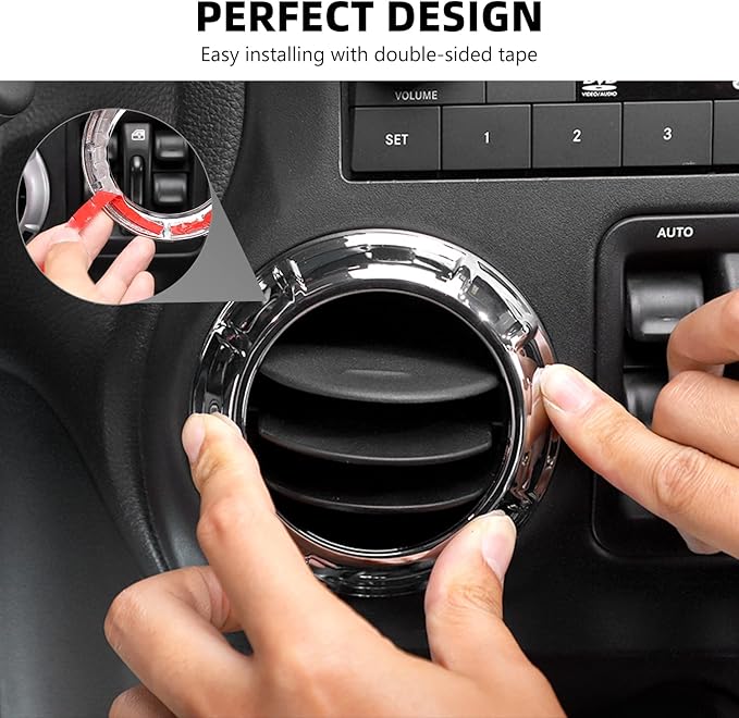 RAZPOY JK 18PCS Interior Trim Kit, Steering Wheel Trim & Gear Shift Cover Air Conditioning Vent Trim Compatible with 2011-2017 Jeep Wrangler JK 4-Door, Chrome