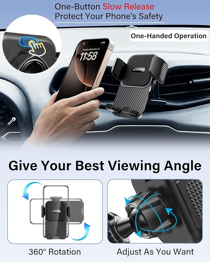 SKYLOTEC Car Phone Holder for Honda Civic 2016 2017 2018 2019 2020 2021 Accessories Automobile Cradles Phone Mount, Cell Phone Base Not Block Air Vent
