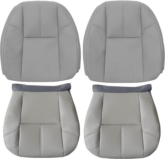 4PCS Driver & Passenger Side Bottom & Top Lean Back Seat Covers Gray Compatible with Chevy Tahoe Suburban Avalanche Silverado Yukon Sierra 2007 2008 2009 2010 2011 2012 2013 2014