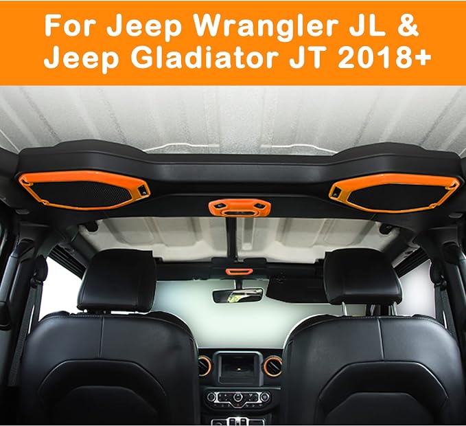 CheroCar 21PCS Full Set Interior Decoration Trim Kit for 2018-2026 Jeep Wrangler JL JLU & Gladiator JT Steering Button Frame, Air Conditioning Vent, Reading Light, Speaker (Orange)
