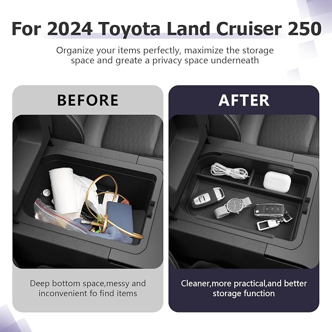 LUWU Land Cruiser 2024 2025 2026 Center Console Organizer 2026 Land Cruiser 1958/Base LC250 Accessories Armrest Box Armrest Organizer Tray (NOT for First Edition Cool Box Chilled Center Console)