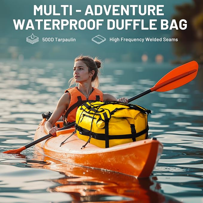 MIER Waterproof Duffel Bag Motorcycle Dry Bag Backpack Large Roll-Top Heavy Duty Dry Duffle Bags for Kayaking Camping Boating Gym Beach Cruise Ship, 60L/80L
