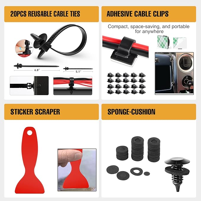GOOACC 238Pcs Trim Removal Tool, Auto Push Pin Bumper Retainer Clip Set Fastener Terminal Remover Tool Adhesive Cable Clips Pry Kit Car Panel Radio Removal Auto Clip Pliers