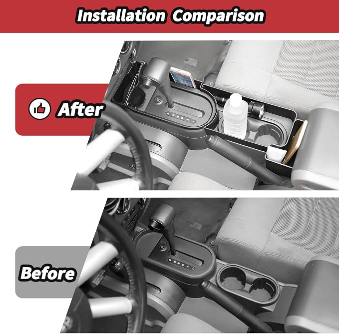 JeCar Center Console Gear Shift Storage Tray Organizer Fit for Jeep Wrangler JK 2007-2010
