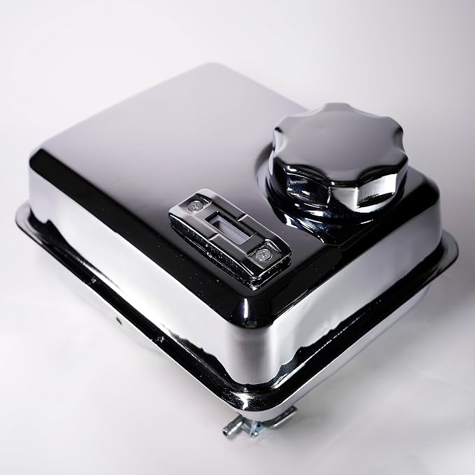 JMCHstore 4L Chrome Stainless Gas Fuel Tank W/ Fuel Gauge & Petcock for Predator 212 Hemi Engine, Coleman CT200U BT200X 196cc Mini bike, Baja Massimo warrior MB200, Honda GX160 GX200 Motor