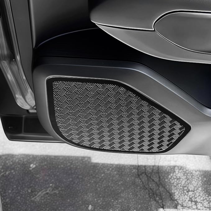 Stainless Steel Car Door Speaker Cover Car Interior Chrome Car Door Speaker Decor Cover Set Compatible with Kia Telluride 2027 Accessories (Black)