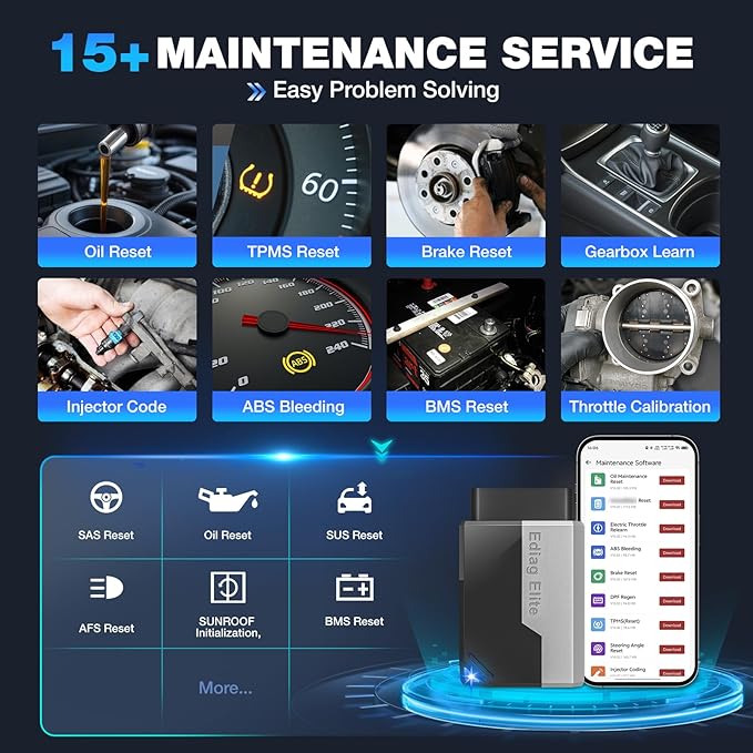 Ediag Elite KINGBOLEN Bluetooth OBD2 Scanner, Lifetime NO Cost Update Bidirectional Scan Tool for iOS & Android, Wireless Full System Car Diagnostic Scanner, 15+ Reset Service, CANFD, FCA AutoAuth
