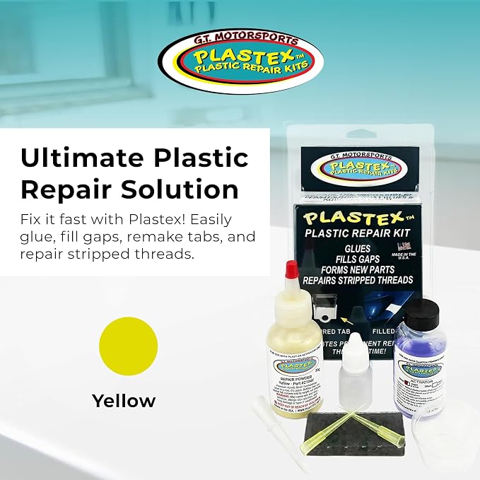 Plastex Plastic Repair Kits - Easily Glue, Repair or Remake Broken Plastic, Fiberglass, Wood & More! (Standard Yellow Kit)