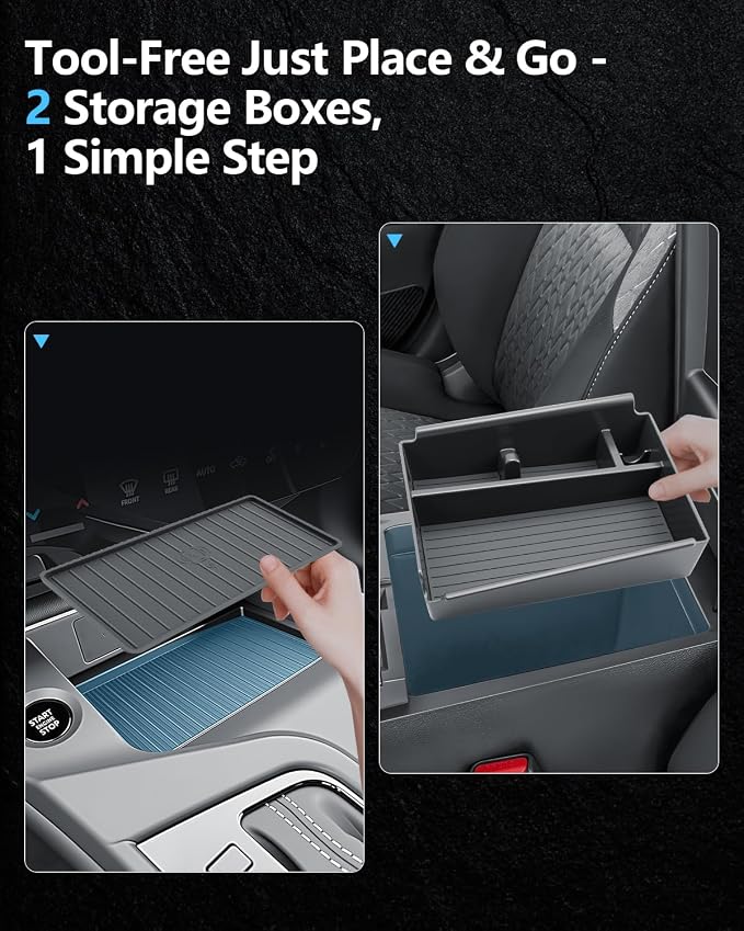 SKTU 2Pack 2026 Sentra Center Console Organizer for 2026+ Sentra (S/SV/SR/SL) Wireless Charging Mat & Console Tray 2026 Sentra Accessories Non-Slip Pad ABS Insert Tray with Coin and Sunglasses Holder