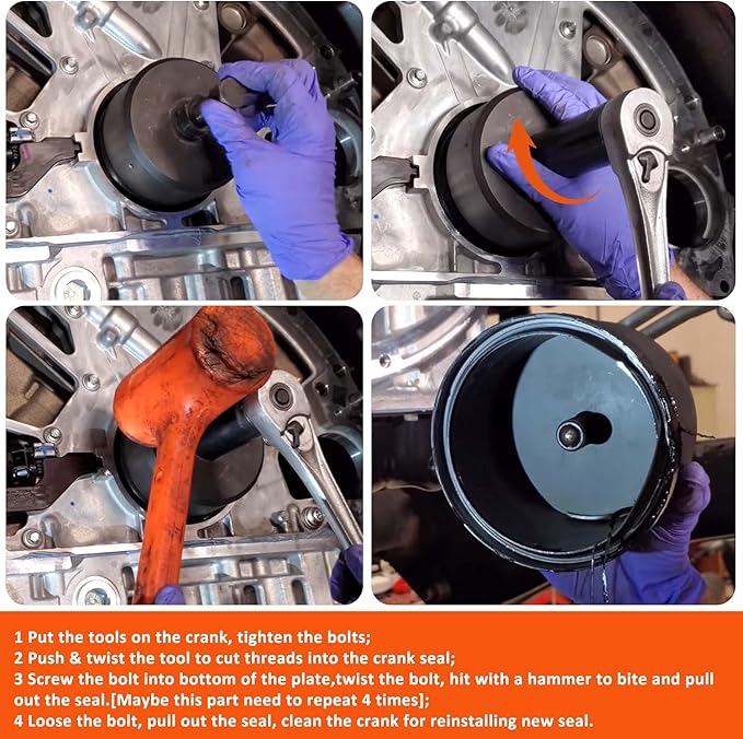 303-1513 Rear Crankshaft Seal Remover Tool Fits for Ford Super Duty F-250, F-350, F-450, F-550, F-650/750 equipped with 6.7 L Power stroke Diesel Model, Replace ST-148, 4 pcs
