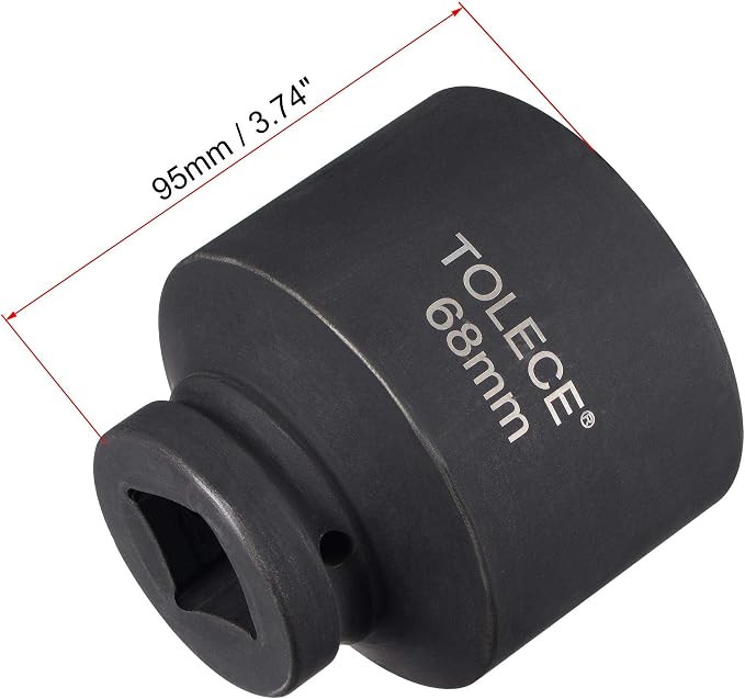 uxcell 1-Inch Drive 68mm 12-Point Impact Socket, CR-MO Steel 95mm Length, Standard Metric Sizes