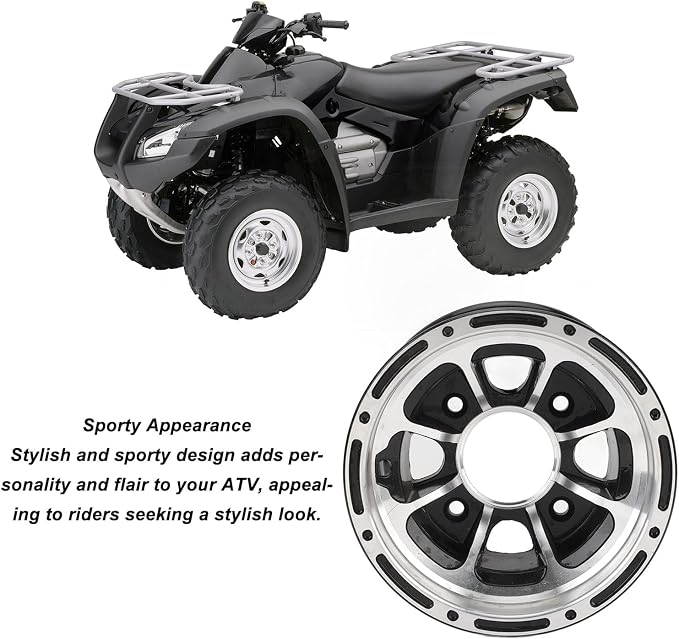 ATV Wheels Rim, 8 Inch ATV Wheel Rim, High Strength ATV Aluminum Alloy Wheel Rim for Most Quad Bike Go Kart Golfs Cart (Front Wheel)
