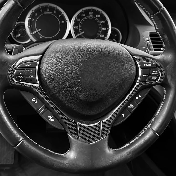Black Soft Carbon Fiber car Interior Steering Wheel Sticker 1/Piece Decorative Sticker Suitable for Acura TSX 09-14 Carbon Fiber car Interior