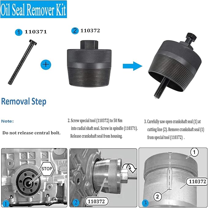 YMT 2241 Front Crankshaft Seal Remover & Installer Kit Fits for BMW N20 N26-110 371, 110 372, 2 212 822, 119 231, 119 233