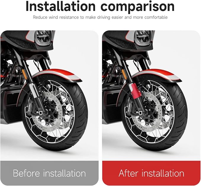 Motorcycle Front Fork Guards for Touring CVO Road Glide FLTRXSE ST FLTRXSTSE CVO Road Glide Upgrade 2024 Dust Protection Lower Fork Leg Deflector Shield (Gold)