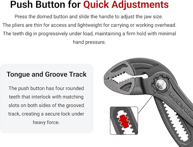 TEKTON Angle Nose Push Button Adjustable Pliers Set | PGA93002