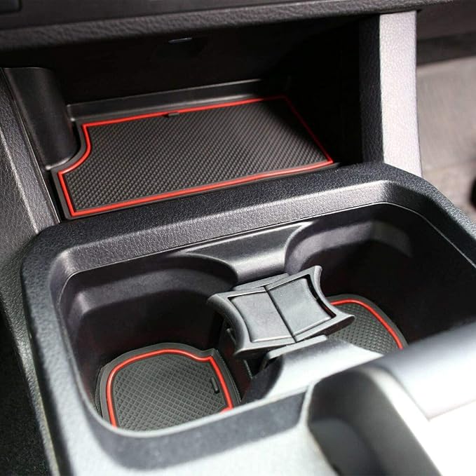 JDMCAR Custom Liners Insert (18 Pieces, Red) and Center Console Cushion Compatible with Toyota Tacoma Accessories 2016-2022 2023