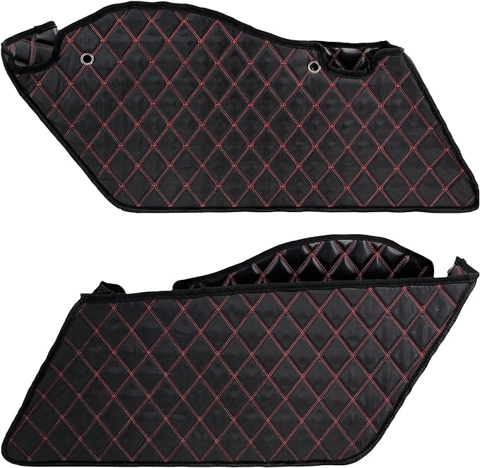 Saddlebag Liners Fit for Harley Touring 2014-2023 | Red Stitching, Drop-In, Non-Stretched Design, Fit for 2014-2023 Road King, Road Glide, Street Glide & Electra Glide