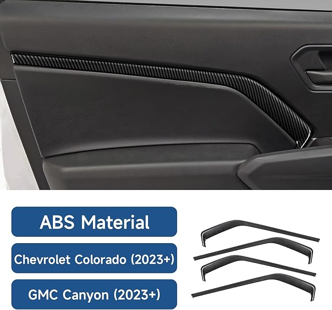 Youtaiche 4PCS ABS Carbon Fiber Car Door Panel Trim Cover for 2023 2024 2025 2026 Chevy Colorado/GMC Canyon Sticker Accessories