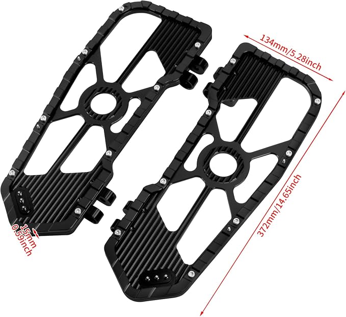 Motorcycle Floorboards Driver Footboards Wide Foot Pegs Board Pedal Compatible with Touring Electra Road Street Glide Softail Road King Black Edge