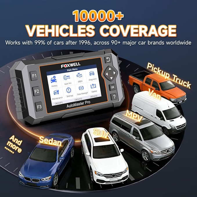 FOXWELL NT614 Elite OBD2 Scanner with 5 Resets ABS Bleeding/SAS Calibration/Oil/EPB/Throttle + OBD2 OBD II 16Pin Male to Female Diagnostic Extension Convert Cable Adapter 1m/ 39inch