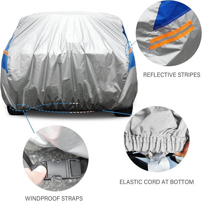 GUNHYI Coupe Car Cover Waterproof All Weather for Automobiles, Outdoor Full Car Cover Snowproof Windproof, Universal Fit Audi TT, BMW Z4 etc. (Fit Sedan Length up to 174 inch, Silver)