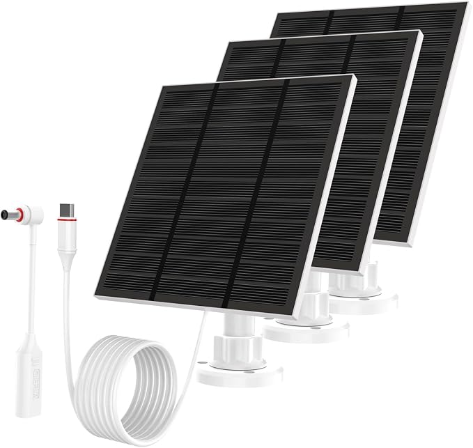 Solar Panels for Ring Camera Outdoor (New Generation)) 5W 5V Solar Panel Charger with USB-C&plug for Spotlight Cam Plus&stick up Cam Pro.Waterproof IP65 360°adjustable 10FT Cable (White, 3)