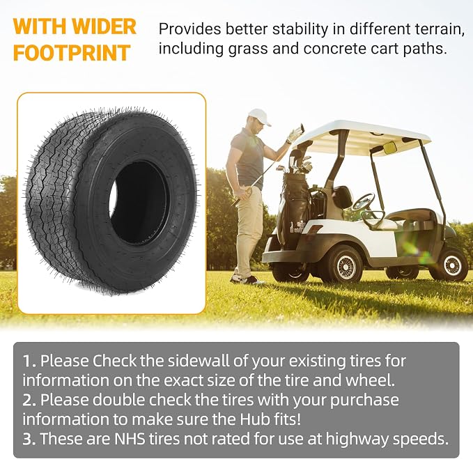 (2-Pack) 18x8.50-8 Tires - 4ply Durable Tubeless Tires for Golf Carts, Traction, Turf Saver Tread, and Fit as Replacement Outdoor Power Equipment Mower Tires