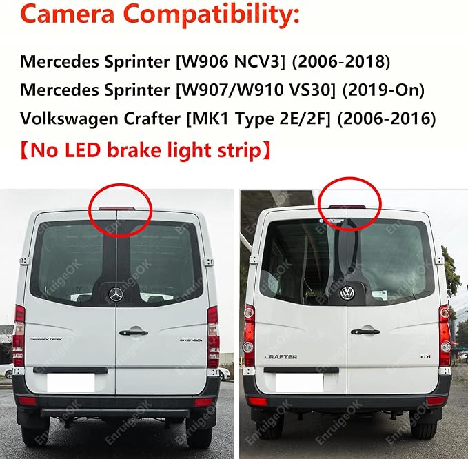 Sprinter Van Brake Light Backup Dual Lens Camera Compatible with Dodge Benz Sprinter W906 /V W Crafter Vans