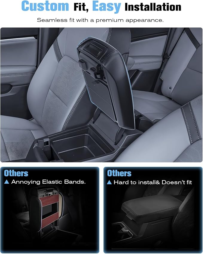 For 2023~2026 Chevy Colorado& GMC Canyon 2-in-1 Silicone Center Console Armrest Cover& Armrest Hidden Privacy Tray - [OEM Design& Friendly Liquid Silicone Rubber] - Thin Black