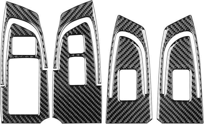 Black Soft Carbon Fiber Automotive Interior Window Lift Set 6/Piece Decorative Stickers Suitable for Acura TSX 09-14 Carbon Fiber Automotive Interior