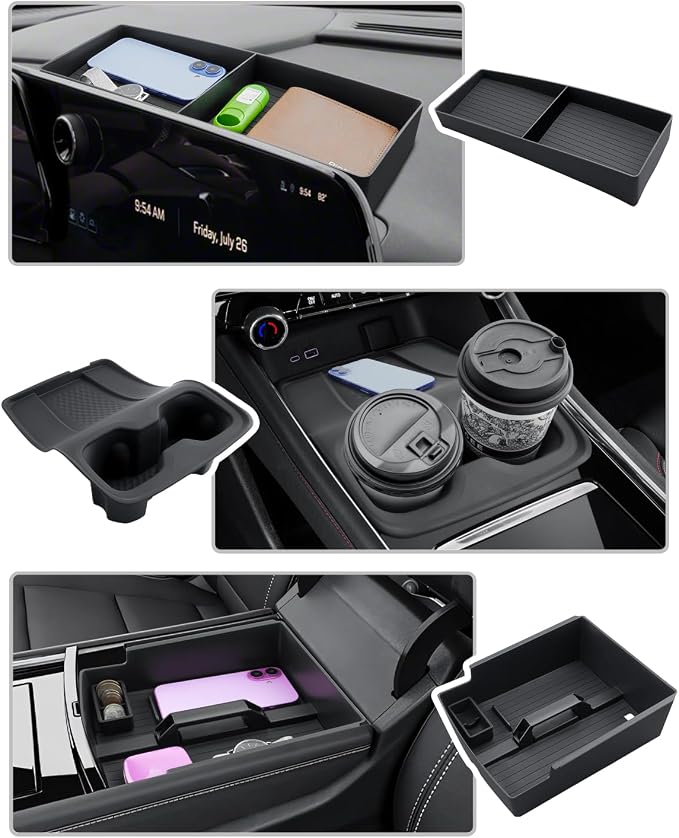 CDEFG 4PCS for 2025 2026 Chevy Traverse Center Console Organizer with Handle for 2024-2026 Chevrolet Traverse Accessories Console Cup Holder Dash Organizer Coin Holder
