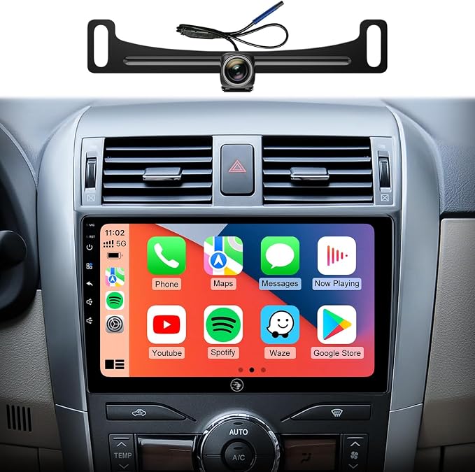 5G WiFi Android Car Stereo for Toyota Corolla 2008 2009 2010 2011 2012, 9 Inch IPS HD Touch Screen Car Radio Wireless CarPlay Android Auto, GPS FM/SWC Bluetooth 1080P Backup Camera