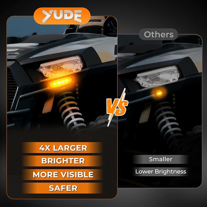 YUDE ATV SXS UTV Turn Signal Kit with 110dB Horn,Pre-Wired Blinker Kit with Rocker Switch,Plug and Play,Universal Street Legal Kit for Polaris Can-Am Kawasaki CFMOTO Yamaha 12V Golf Cart