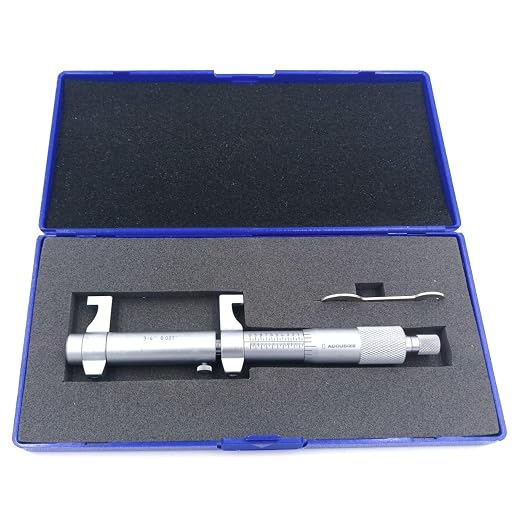 Accusize Industrial Tools 3-4'' by 0.001'' Inside Micrometer in Fitted Case, Satin Chrome Finished, Eg00-3224 | Range: 3-4", Graduation: 0.001", Accuracy: 0.00028", Resolution: 0.0001", Satin Chrome Finish