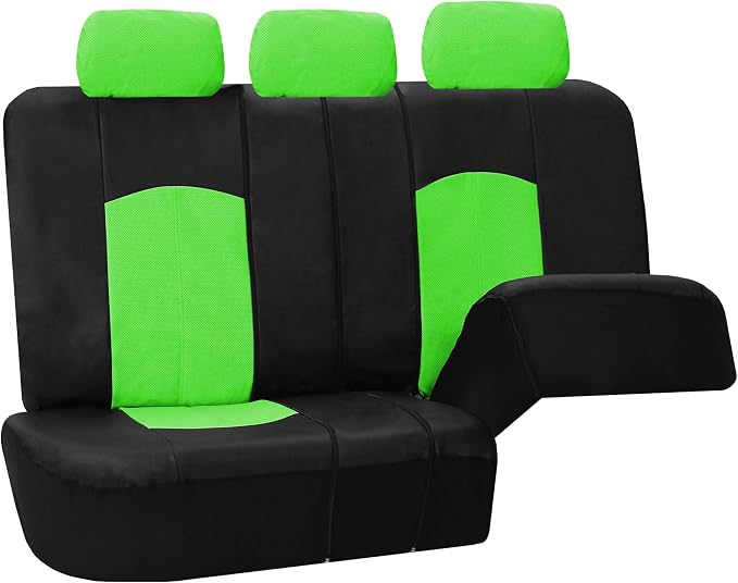 FH Group Highest Grade Faux Leather Split Bench Seat Cover, Rear Set – Universal Fit for Cars Trucks & SUVs (Green/Black) PU008013