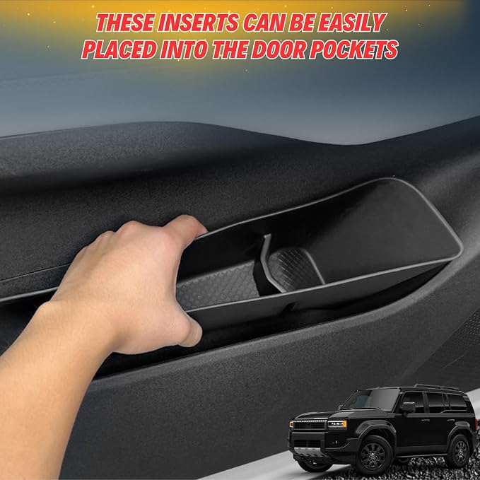 For 2026 2025 2024 Toyota Land Cruiser 1958 LC250 Prado Accessories - 4 Door Pocket Liner Protector with Door Handle Insert Organizer Storage Box - Front Rear Interior Accessories, 10 Pack