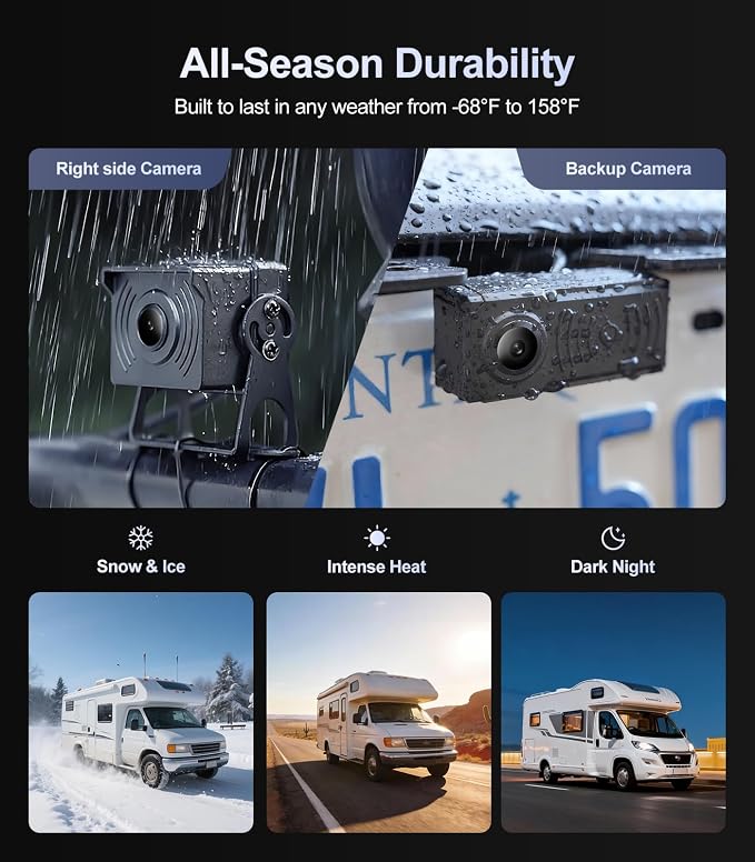 1080P Backup Camera with Backup Sensors Parking Distance Control (PDC) System+Right Side Blind Spot Radar Sensor, Back up Camera with 7'' Monitor for Cars/Truck/RV/Trailer (Back+Right Camera)