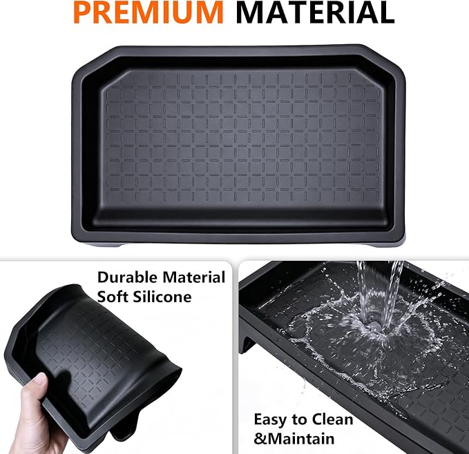 Silicone Behind Small&Big Screen Center Console Organizer Tray For 2026 Toyota RAV4 Hybrid (LE/SE/XLE Premium/Woodland/XSE/Limited)&PHEV (SE/Woodland/XSE/GR SPORT), 6th Gen RAV4 Accessories