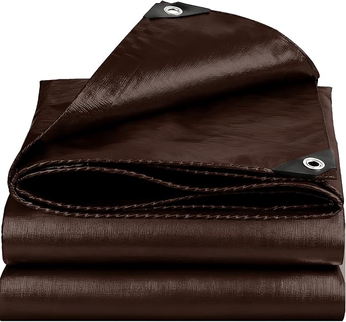 Tarps Heavy Duty Waterproof, 16 Mil Large Tarps with Grommets, UV Resistant and Tear&Fade Resistant, Brown Heavy Duty Tarps for Outdoors Patio Camping, 10 * 30FT
