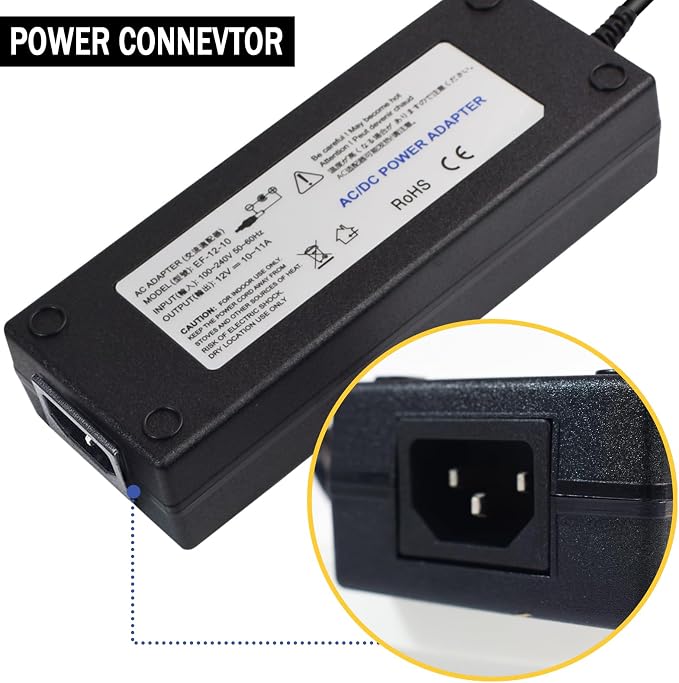 AC to DC Converter 12V 10A 120W Power Supply 110V to DC 12 Volt Transformer Cigarette Lighter Socket Power Adapter for Air Compressor Car Refrige